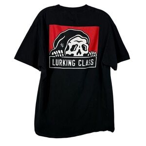 Lurking Class Sketchy Tank Double Sided Skeleton Skull Logo Graphic T-Shirt L